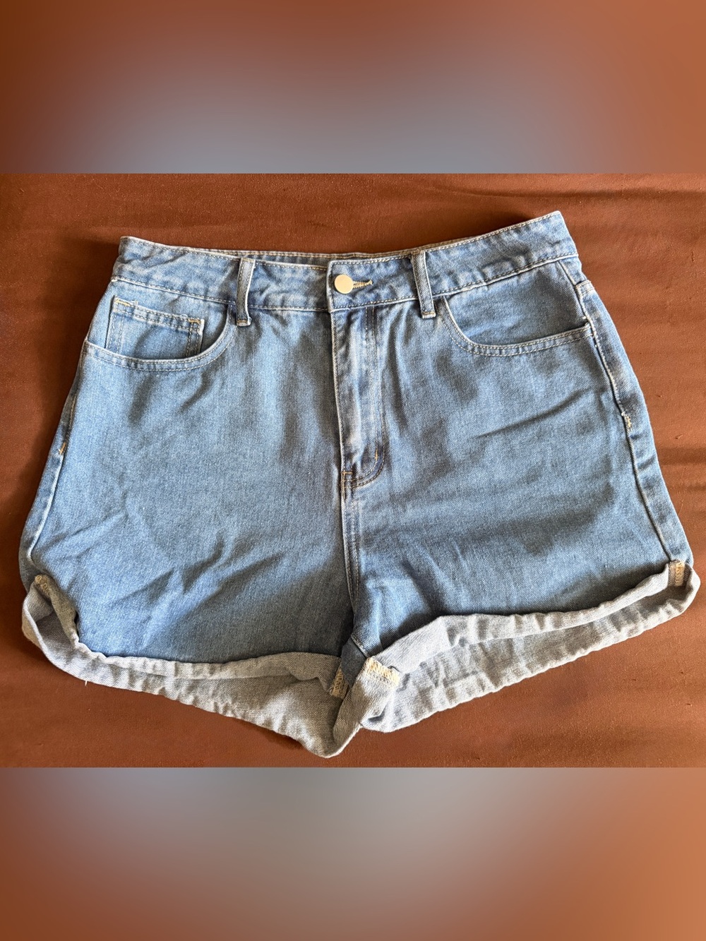 SHEIN Light Blue Rolled Hem Denim Shorts